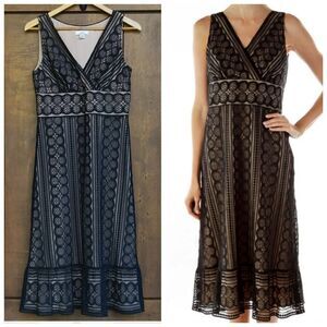 Loft Lace Overlay Midi Cocktail Dress Nude Black Lace Dark Romantic whimsigoth